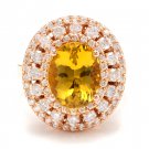 4.70 Carats Natural Yellow Beryl and Diamond 14K Solid Rose Gold Ring