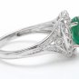 1.70Ct Natural Emerald & Diamond 14K Solid White Gold Ring