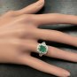 1.70Ct Natural Emerald & Diamond 14K Solid White Gold Ring