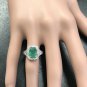 1.70Ct Natural Emerald & Diamond 14K Solid White Gold Ring