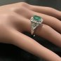 1.70Ct Natural Emerald & Diamond 14K Solid White Gold Ring