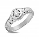 Estate .65Ct Natural Diamond 14K Solid White Gold Engagement Ring