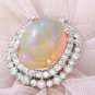 8.31Ct Natural Ethiopian Opal and Diamond 14K Solid White Gold Ring