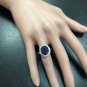 8.65Ct Natural Blue Sapphire & Diamond 14K White Solid Gold Ring