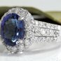 5.15 Carats NATURAL TANZANITE and DIAMOND 14K Solid White Gold Ring