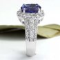 5.15 Carats NATURAL TANZANITE and DIAMOND 14K Solid White Gold Ring