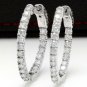 1.95Ct Natural Diamond 14K Solid White Gold Hoop Earrings