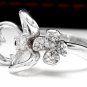 Superb Natural Diamond 14K Solid White Gold Flower Ring