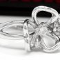 Superb Natural Diamond 14K Solid White Gold Flower Ring
