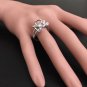 Superb Natural Diamond 14K Solid White Gold Flower Ring