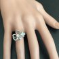 Superb Natural Diamond 14K Solid White Gold Flower Ring