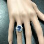 4.20 Carats NATURAL TANZANITE and DIAMOND 14K Solid White Gold Ring