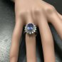 4.20 Carats NATURAL TANZANITE and DIAMOND 14K Solid White Gold Ring