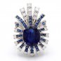 10.25Ct Natural Blue Sapphire & Diamond 14K White Solid Gold Ring