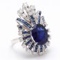 10.25Ct Natural Blue Sapphire & Diamond 14K White Solid Gold Ring