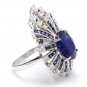 10.25Ct Natural Blue Sapphire & Diamond 14K White Solid Gold Ring