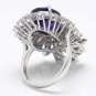10.25Ct Natural Blue Sapphire & Diamond 14K White Solid Gold Ring