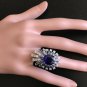 10.25Ct Natural Blue Sapphire & Diamond 14K White Solid Gold Ring