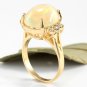 6.30Ct Natural Ethiopian Opal and Diamond 14K Solid Yellow Gold Ring