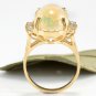 6.30Ct Natural Ethiopian Opal and Diamond 14K Solid Yellow Gold Ring