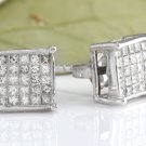 ESTATE 1.25Ct Natural  Diamond 14k Solid White Gold  Earrings