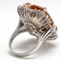 25.00 Carats Natural Morganite and Diamond 14K Solid White Gold Ring