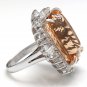 25.00 Carats Natural Morganite and Diamond 14K Solid White Gold Ring