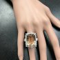 25.00 Carats Natural Morganite and Diamond 14K Solid White Gold Ring