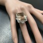 25.00 Carats Natural Morganite and Diamond 14K Solid White Gold Ring