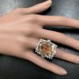 25.00 Carats Natural Morganite and Diamond 14K Solid White Gold Ring