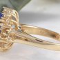 3.84 Carats NATURAL TANZANITE and DIAMOND 14K Solid Yellow Gold Ring