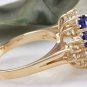3.84 Carats NATURAL TANZANITE and DIAMOND 14K Solid Yellow Gold Ring