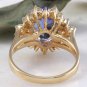 3.84 Carats NATURAL TANZANITE and DIAMOND 14K Solid Yellow Gold Ring