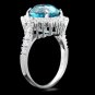 6.80 Carats Natural Blue Zircon and Diamond 14K Solid White Gold Ring