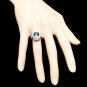 6.80 Carats Natural Blue Zircon and Diamond 14K Solid White Gold Ring