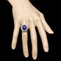 7.85Ct Natural Blue Sapphire & Diamond 14K White Solid Gold Ring