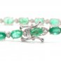 12.60Ct Natural Emerald and Diamond 14K Solid White Gold Bracelet