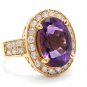 7.20 Carats Natural Amethyst and Diamond 14K Yellow Gold Ring