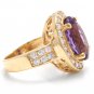 7.20 Carats Natural Amethyst and Diamond 14K Yellow Gold Ring
