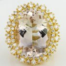 Estate 15.94 Carats Natural Morganite and Diamond 14K Solid Yellow Gold Ring