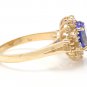3.90 Carats NATURAL TANZANITE and DIAMOND 14K Solid Yellow Gold Ring