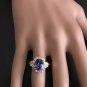 3.90 Carats NATURAL TANZANITE and DIAMOND 14K Solid Yellow Gold Ring