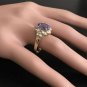 3.90 Carats NATURAL TANZANITE and DIAMOND 14K Solid Yellow Gold Ring