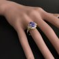 3.90 Carats NATURAL TANZANITE and DIAMOND 14K Solid Yellow Gold Ring