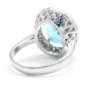 11.00 Carats Natural Swiss Blue Topaz & Diamond 14K Solid White Gold Ring