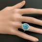 11.00 Carats Natural Swiss Blue Topaz & Diamond 14K Solid White Gold Ring