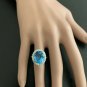 11.00 Carats Natural Swiss Blue Topaz & Diamond 14K Solid White Gold Ring