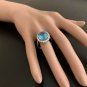 11.00 Carats Natural Swiss Blue Topaz & Diamond 14K Solid White Gold Ring