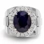 8.20Ct Natural Diamond & Sapphire 14K Solid White Gold Men's Ring