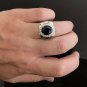 8.20Ct Natural Diamond & Sapphire 14K Solid White Gold Men's Ring